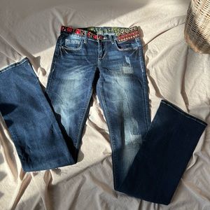 Desigual Low-Raise Y2K embroidery & Beaded Detail Jean size 24